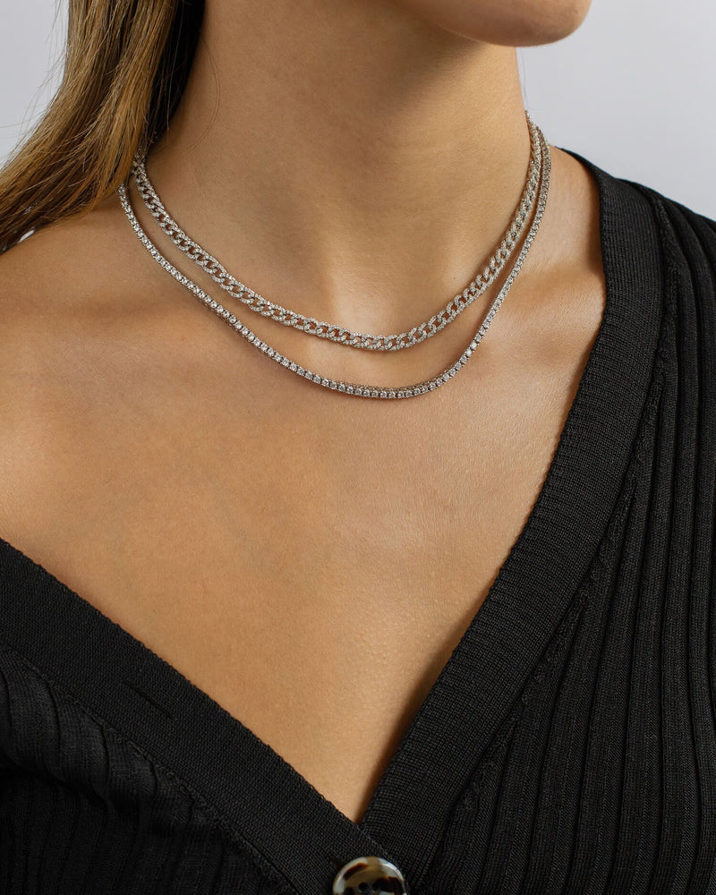 Pave Mini Curb Chain Necklace