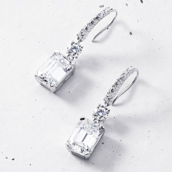 Emerald-cut Drop Earrings | HighCarbon | Sterling Silver