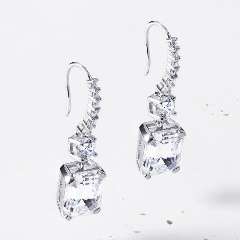 Emerald-cut Drop Earrings | HighCarbon | Sterling Silver