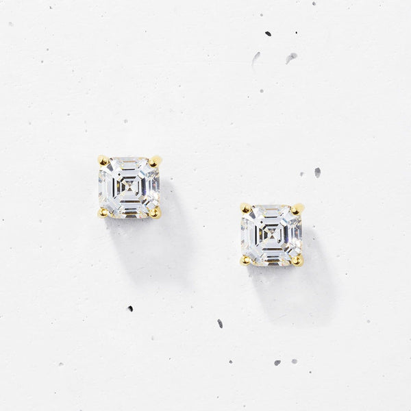 Asscher Cut Square Stud Earrings