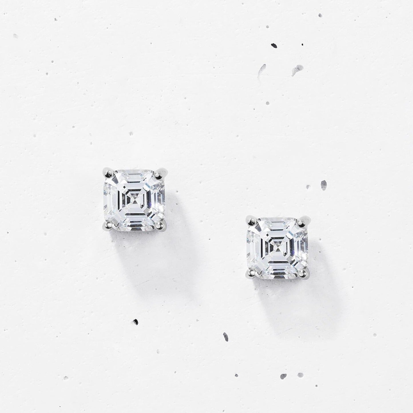 Asscher Cut Square Stud Earrings
