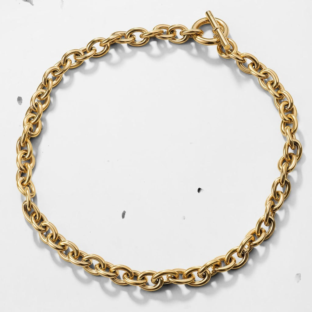 Chunky Chain T-bar Choker Necklace