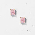 Crushed Ice Rectangular Stud Earrings