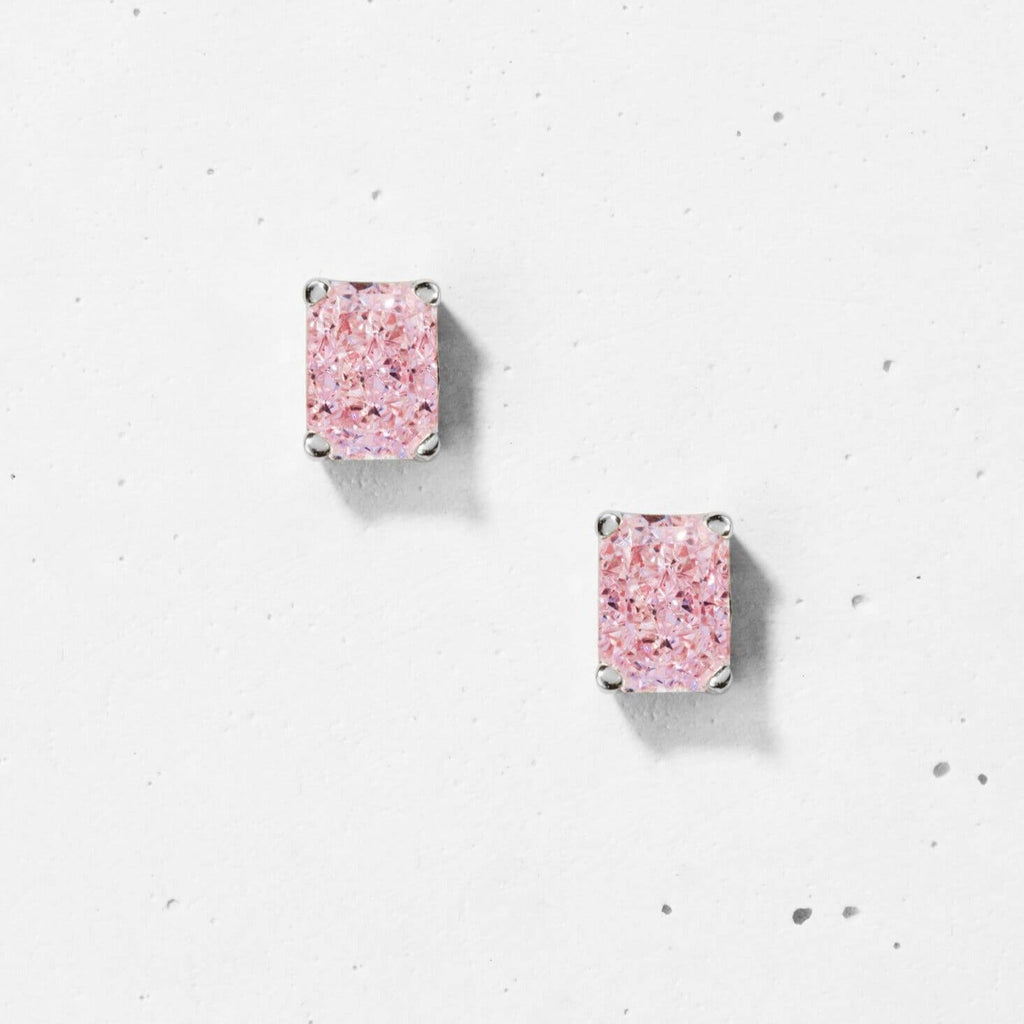 Crushed Ice Rectangular Stud Earrings