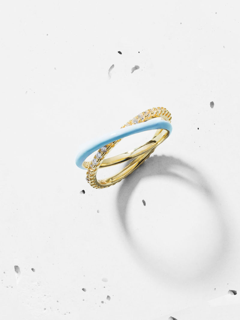 Enamel X Pave Link Ring