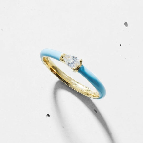 Enamel Side Pear Ring