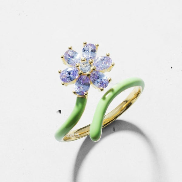 Enamel Flower Open Ring