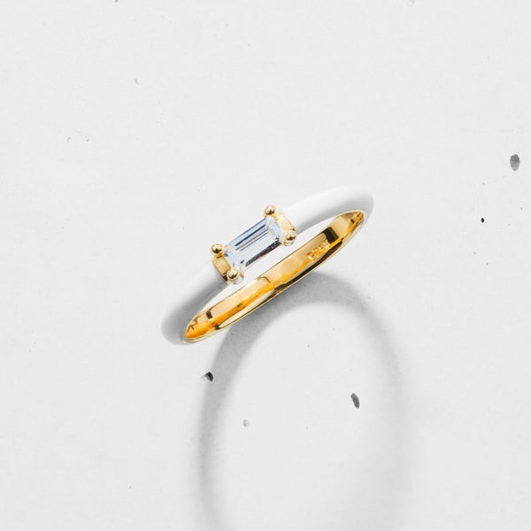 Enamel Side Baguette Ring