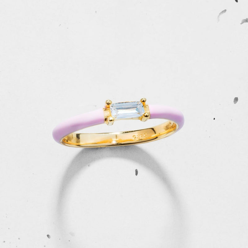 Enamel Side Baguette Ring