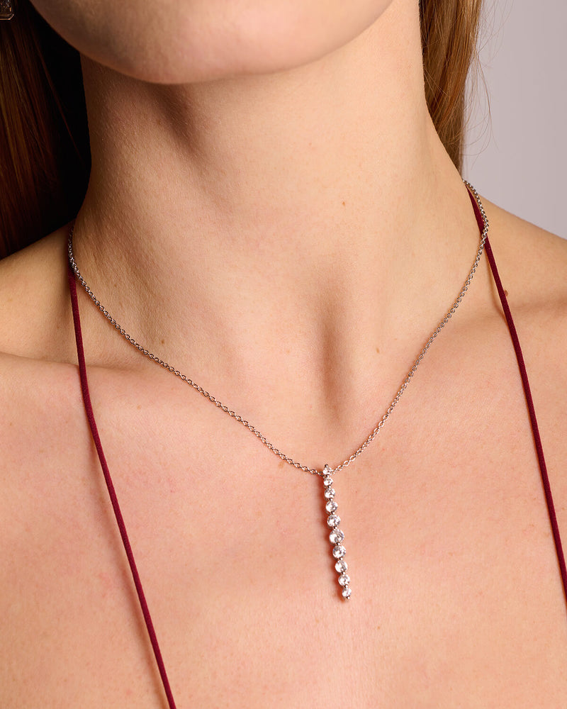 Graduated Brilliant Round Y Drop Lariat Necklace