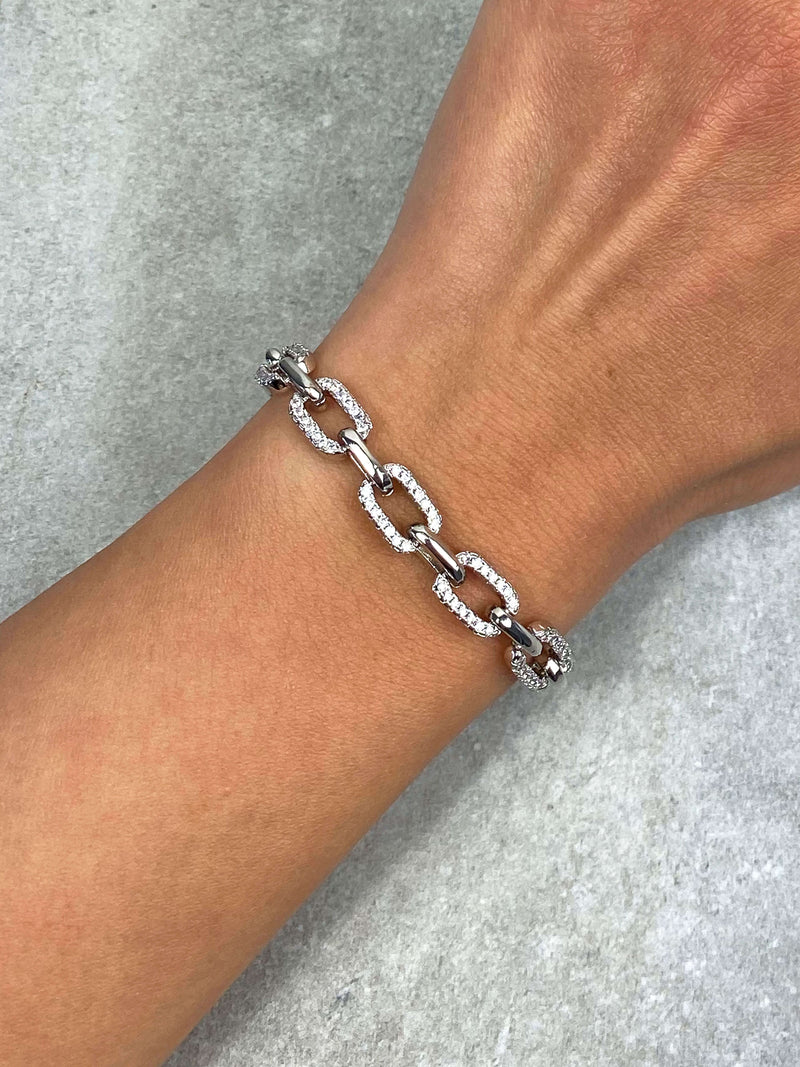 Half Pavé Chain Link Bracelet