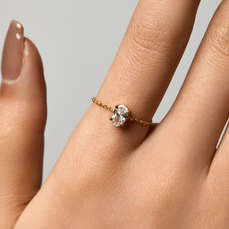 Dainty Oval Chain Ring