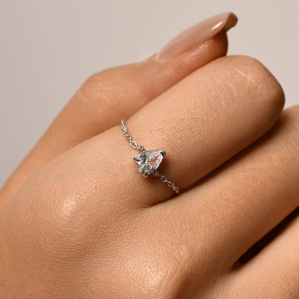 Dainty Pear Chain Ring