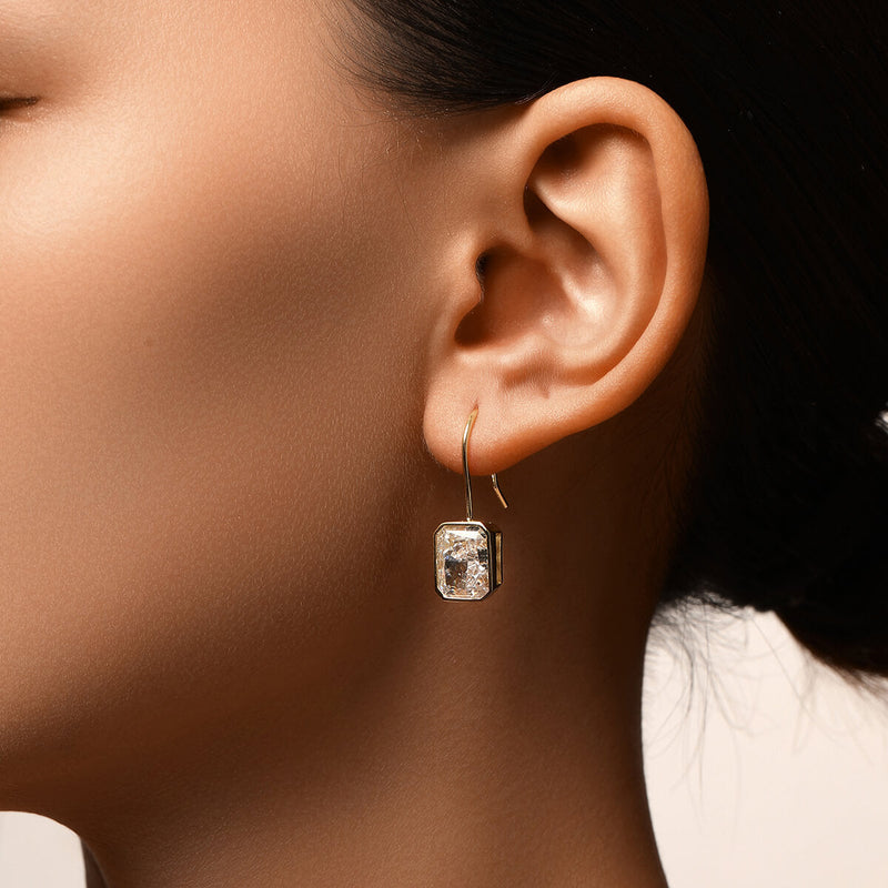 Bezel Radiant Cut Drop Earrings