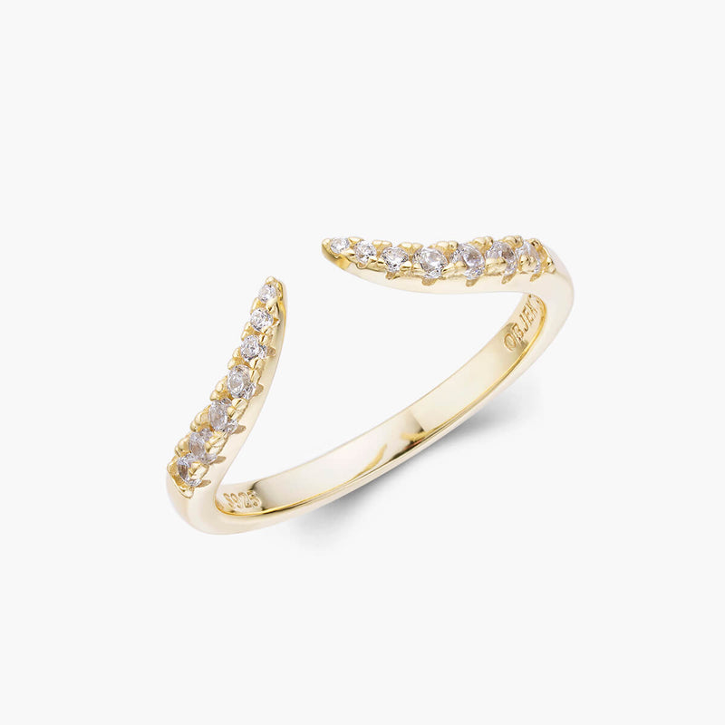 Open Pave Claw Wishbone | Stacking Ring