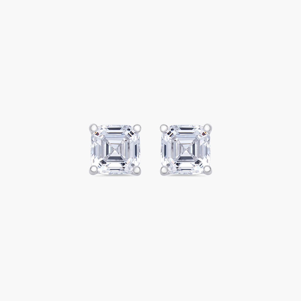 Asscher Cut Square Stud Earrings