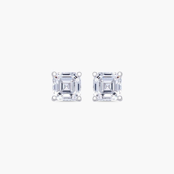 Asscher Cut Square Stud Earrings