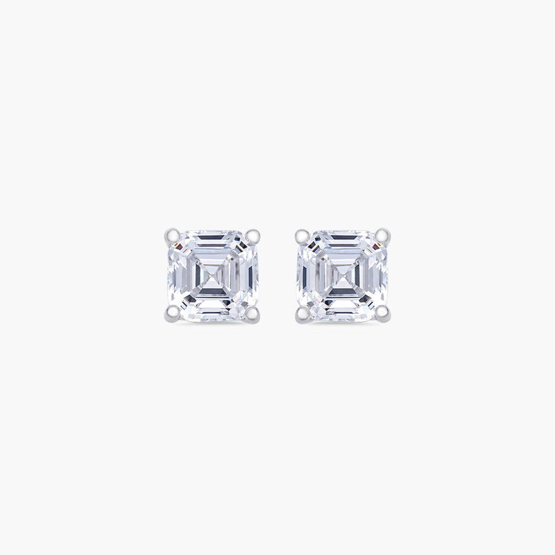 Asscher Cut Square Stud Earrings