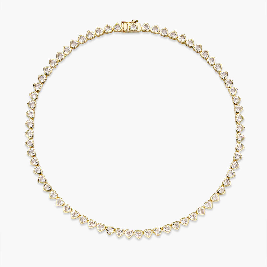 Heart Bezel Tennis Necklace