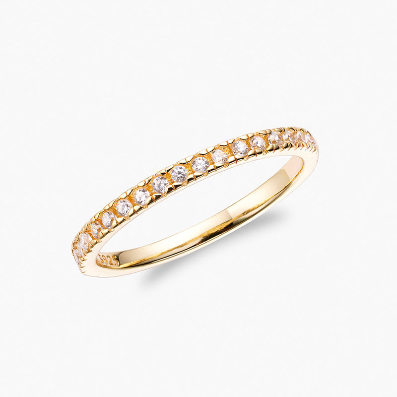 Half Pyramid Half Pave Stacking Ring