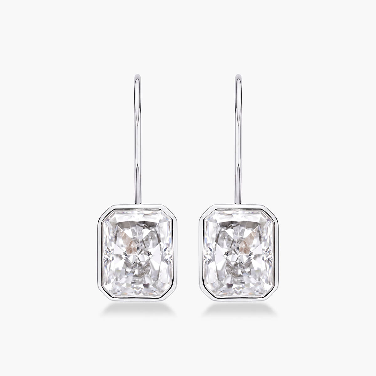 Bezel Radiant Cut Drop Earrings