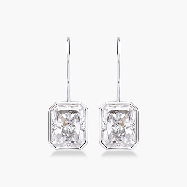 Bezel Radiant Cut Drop Earrings