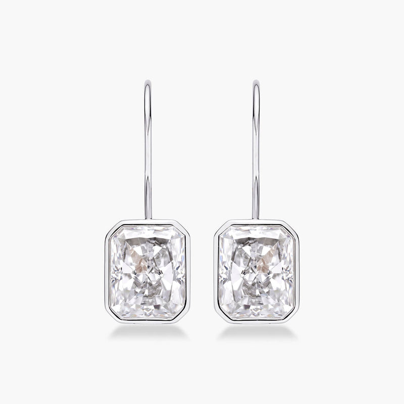 Bezel Radiant Cut Drop Earrings