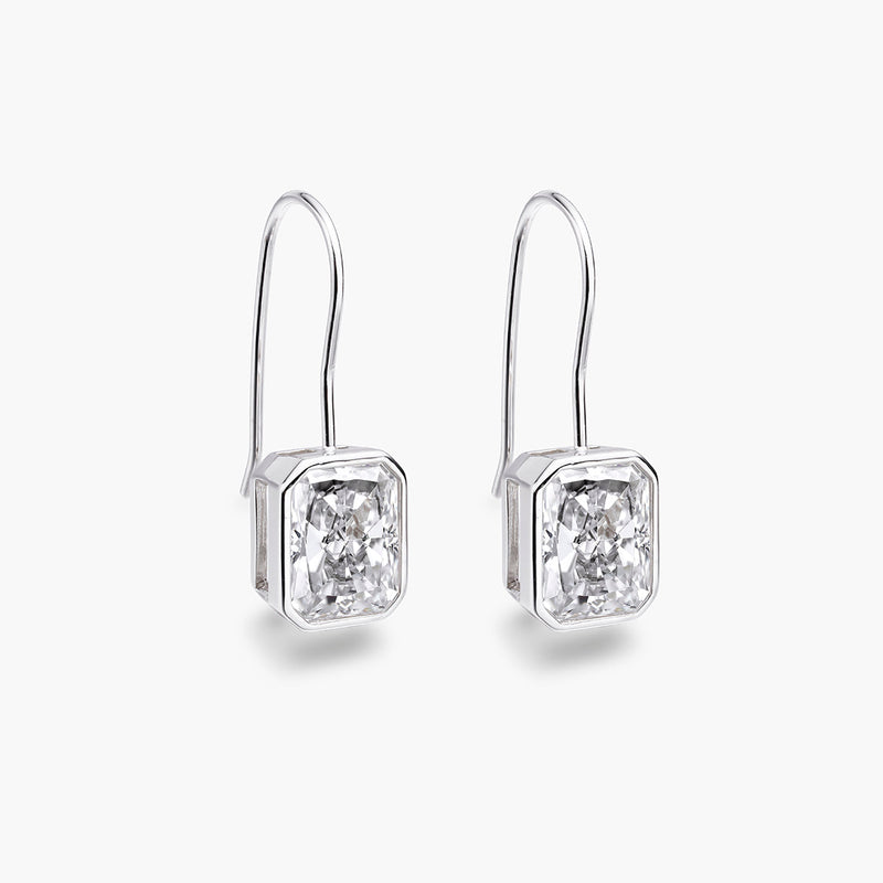 Bezel Radiant Cut Drop Earrings