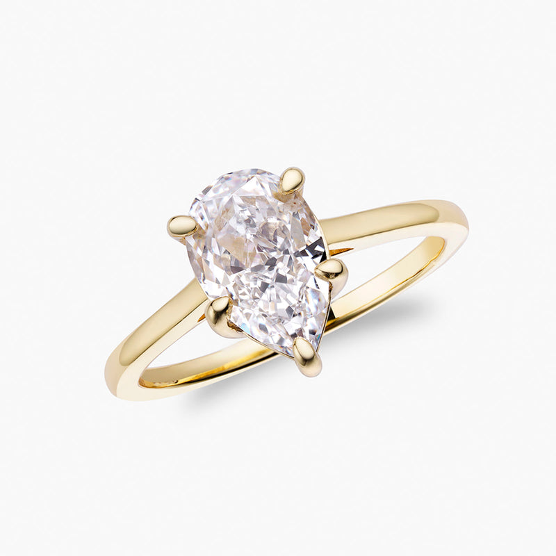 Pear Solitaire Ring