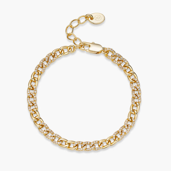 Half Pave Mini Curb Chain Bracelet