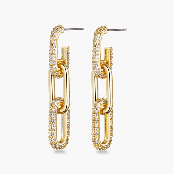 Half Pave Chain Earrings