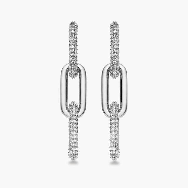 Half Pave Chain Earrings