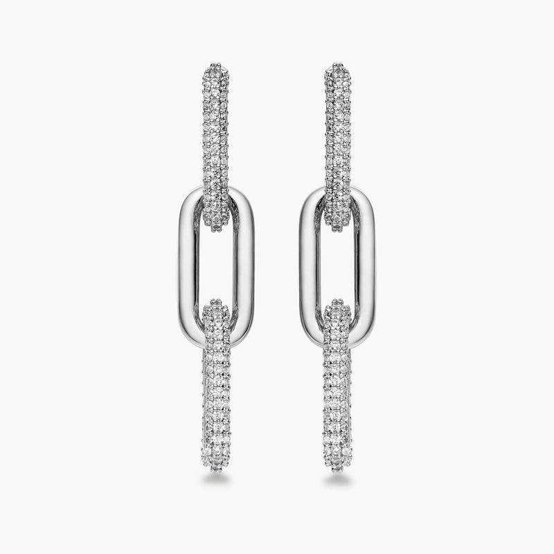 Half Pave Chain Earrings