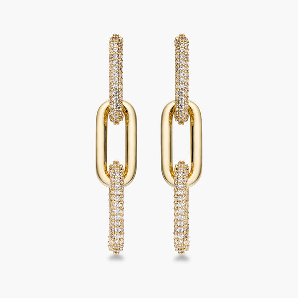 Half Pave Chain Earrings