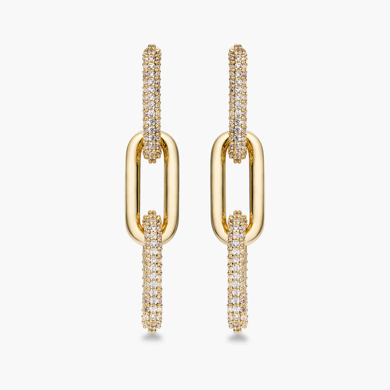 Half Pave Chain Earrings