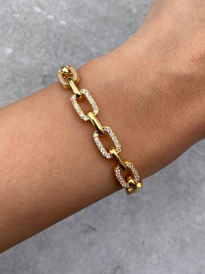 Half Pavé Chain Link Bracelet