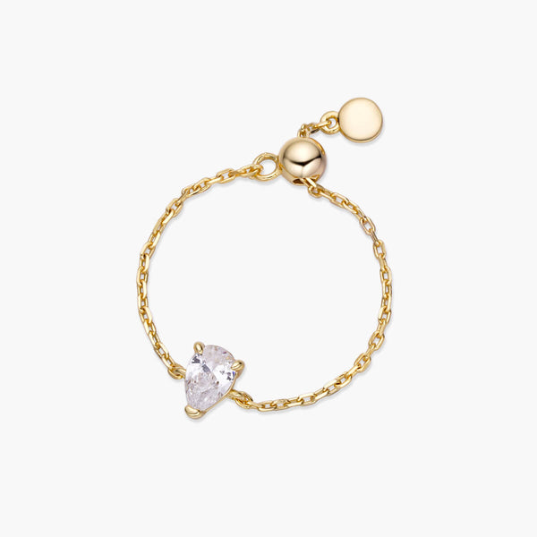 Dainty Pear Chain Ring