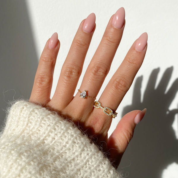 Dainty Pear Chain Ring