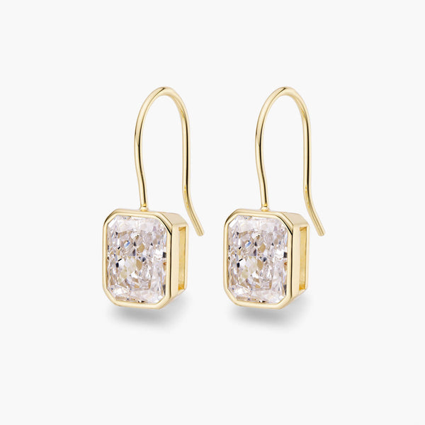 Bezel Radiant Cut Drop Earrings